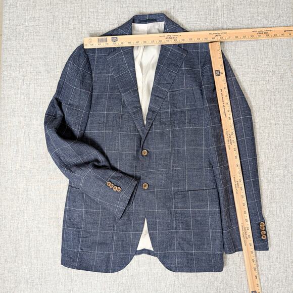 Suitsupply Men's Linen Blazer Jacket Blue windowpane size 42L - Picture 8 of 11